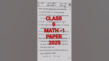 Standard 9 subject Math-1  2nd unit test question paper 2025 100% real #exam#shorts