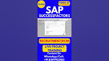 SAP SuccessFactors RCM Training Online Tutorial Class 37 15th Nov 2025 #sapsuccessfactorstraining