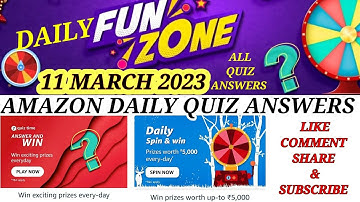 11 March 2023 amazon fun zone daily quiz Answers | amazon today quiz video | @gkpackages7119