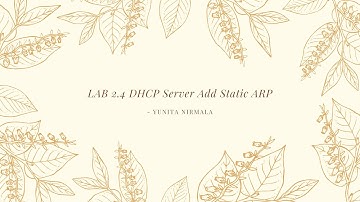 LAB 2.4 DHCP Server Add Static ARP