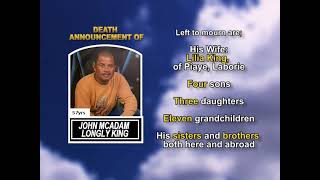 John McAdam Longly King medium Update