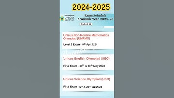 Olympiad Exam Schedule 2024-25|Unicus Summer Olympiad Dates#unicus #chroniclesofgyan #math #scifi