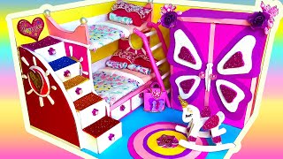 Diy Miniature Cardboard House How To Make Unicorn With Family House, Pink Bedroom
