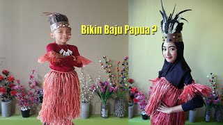 SANGAT SIMPEL !!! Kreasi baju Adat Papua dari tali rafia dan bulu ayam