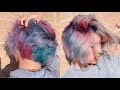 HAIRDRESSER DYES MY HAIR RAINBOW GALAXY!!! (insane hair transformation)