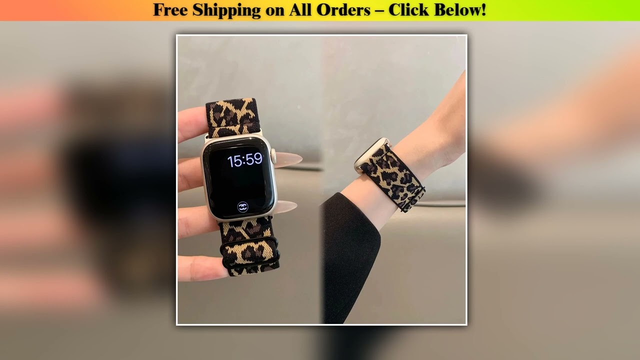 1 Pack Leopard Print Elastic Loop Band Compatible With Apple Watch Band 38mm 40mm 41mm 42mm 44mm