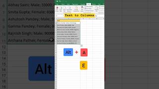 Excel Shortcut | Text to Columns with Alt + A + E #ExcelTips #tricks