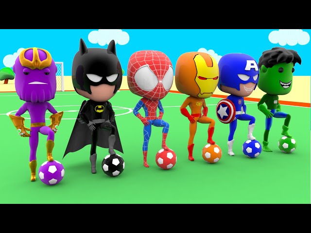 Thanos Avenger Learn Colors with Fifa World Cup Football 2018 Superheroes Spiderman class=