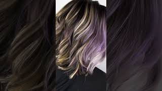 How to lift dark hair to blonde with purple highlights #shorts #balayage #purplehair