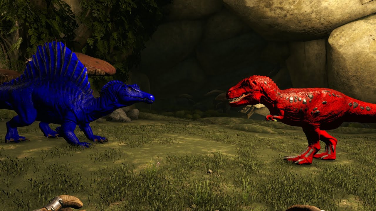 Ark Spino Vs Rex both dinos level 1m