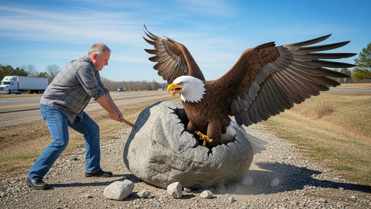 Rescue Animal: Man Frees Trapped Bald Eagle From Boulder