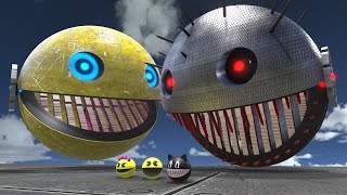 Ms-Pacman & Robot Pacman Monster VS Spiky Robot Pacman !!
