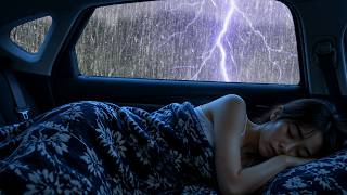 Perfect Heavy Rain Sound in the Car during a Summer Thunderstorm Defeat stress Tonight