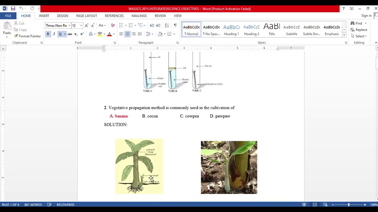 WASSCE 2013 Integrated Science Objectives Paper 1A