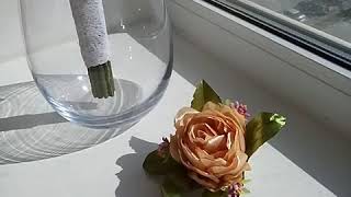 Свадебный букет из атласных лент, Пионы,канзаши Свадебный букет из атласных лент, Пионы,канзаши
