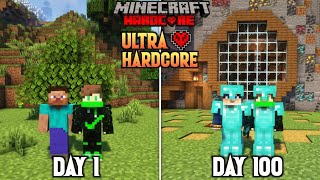 We Survived 100 Days In Ultra Hardcore World In Minecraft | Duo 100 Days