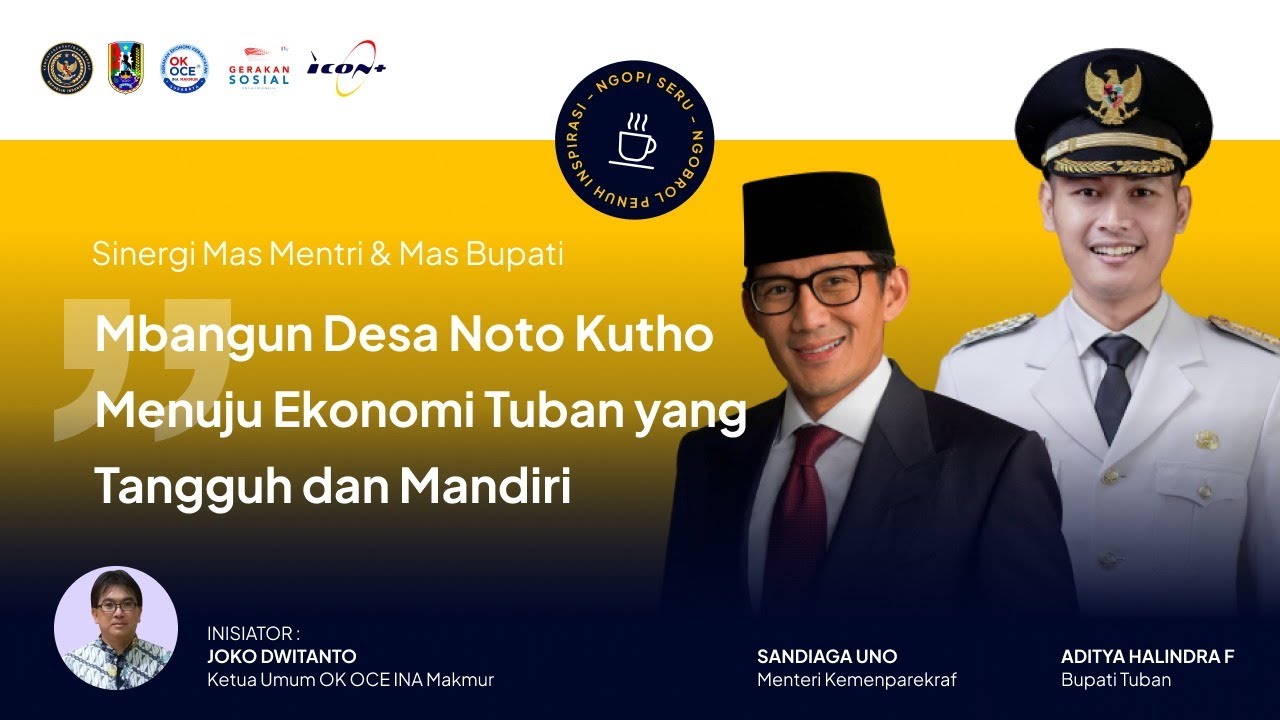 Ngobrol Penuh Inspirasi (NGOPI SERU) Sinergi Mas Menteri Parekraf Indonesia dan Mas Bupati Tuban