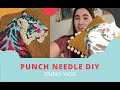 Punch Needle Pillow DIY Tutorial, Studio Vlog, Artist Diaries