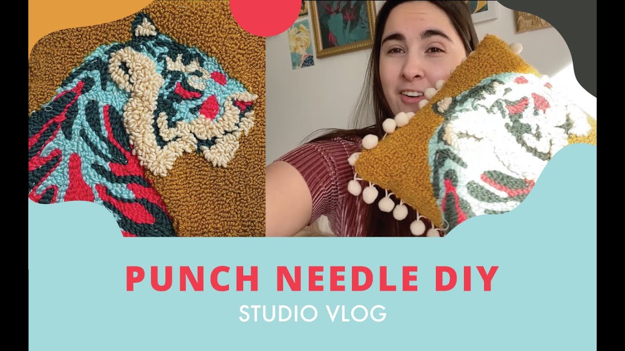 Punch Needle Pillow DIY Tutorial, Studio Vlog, Artist Diaries