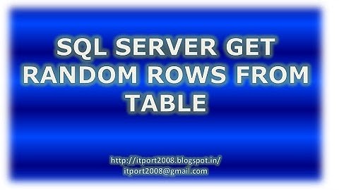 SQL Server Get Random Rows from Table