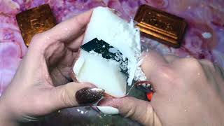 ASMR Cutting Summer Rose Gold Painted Soaps, Part 2 💖 Dry & Crumbly 💖 Fax Duru Beekman - Tingly!