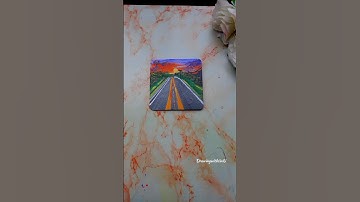 DIY MINI MDF bords sunset road paintingtutorial 😱😱 // sunset landscape  painting #sunset #mini #DIY