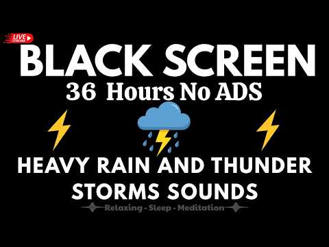  Heavy Rain and Thunder Sounds for Sleeping - Black Screen | Overnight Rain & Thunder Audio