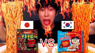 MUKBANG 일본 vs 한국 | 국가에서 가장 매운 라면 비교 먹방 페양구,불닭비빔면 챌린지 spicy fire noodles ペヤング [SIO ASMR 시오]