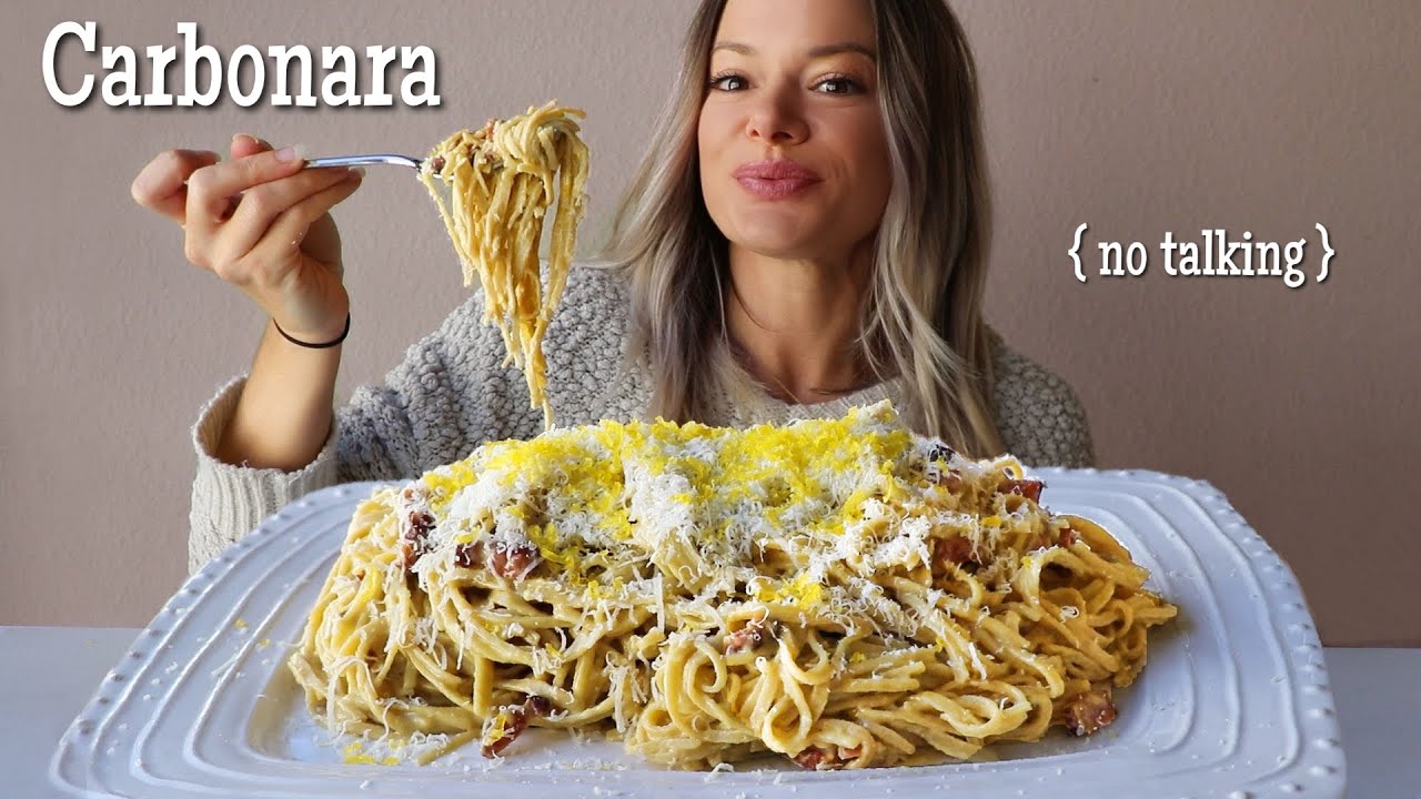Cured Egg Yolk Carbonara MUKBANG | No Talking (Talking Removed)