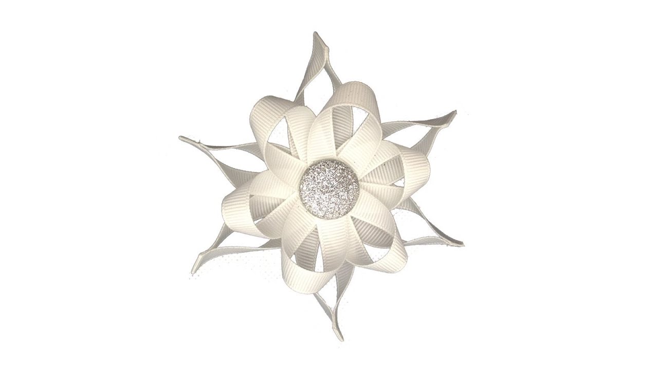 How To Make A Ribbon Snowflake Hair Bow Clip
