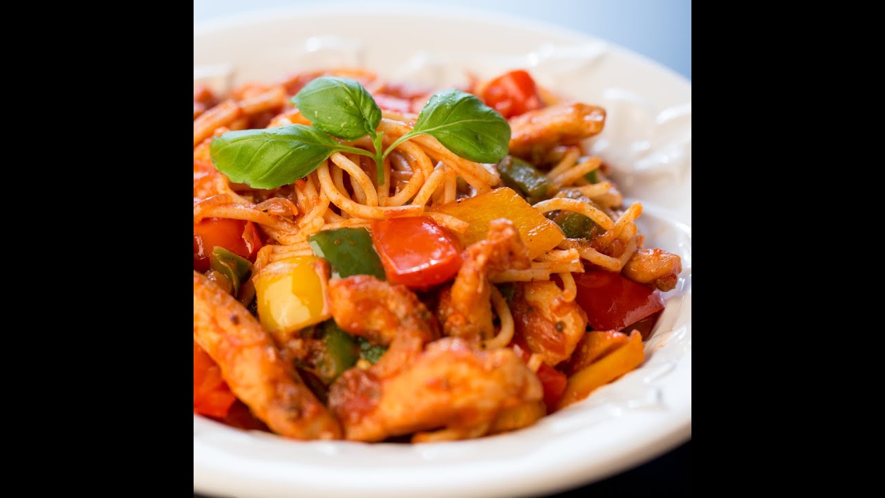 Spaghetti with Chicken and Bell Pepper YouTube