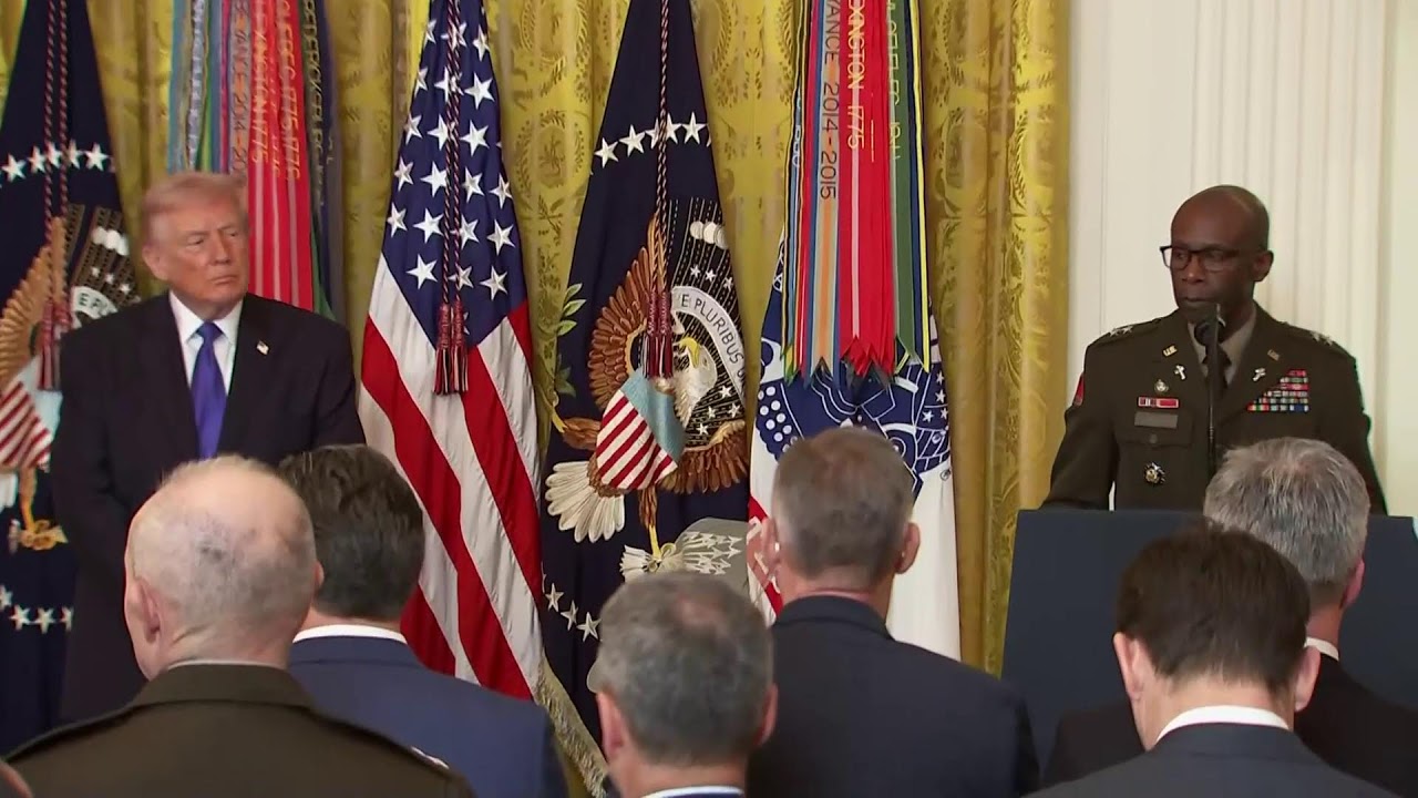President Donald Trump awards Medal of Honor to three US Army service members