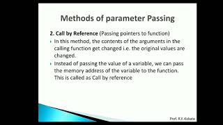 Methods Of parameter Passing and scope of variable