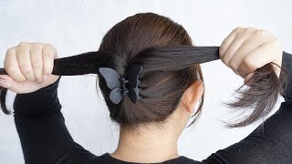 Easy Bun Hairstyle With Butterfly Claw Clip  Small Clutcher Juda Hairstyle For Medium Hair