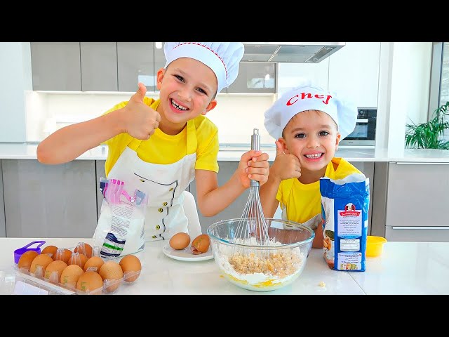 Vlad and Niki cooking for Mom and other funny stories for kids class=