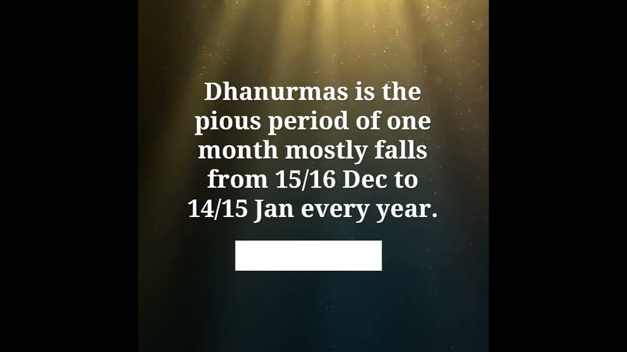 Dhanurmasam Dhanurmas Dhanur Masa Chapa Mas Kodanda Mas