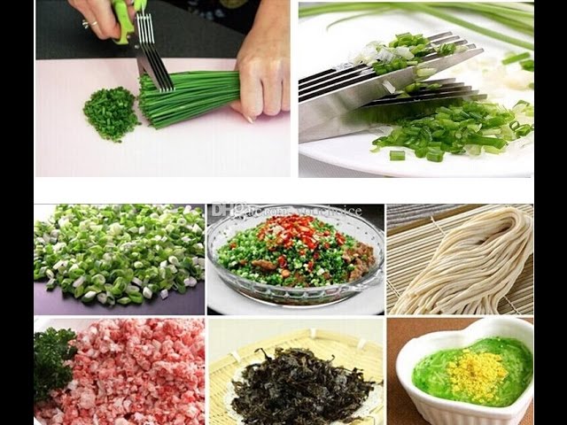 Herb Scissors Multipurpose 5 Blade Kitchen Herb Shears Herb Cutter with  Safety Cover and Cleaning Comb for Chopping Basil Chive Parsley