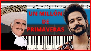 Video thumbnail of "Vicente Fernández - Un Millón De Primaveras | Piano Tutorial | Midi"