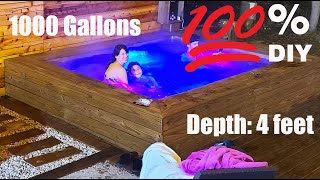 Family builds a DIY inground Hot Tub/Spa! (4 foot deep, 1000 gallons, fits 10)