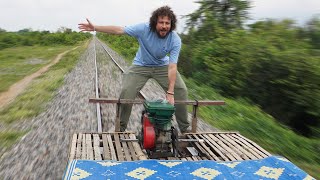 Traveling on the famous BAMBOO TRAIN in Cambodia 🚂🇰🇭