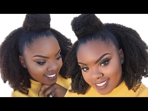 How To Half Up Half Down Hairstyle On Natural 4c Hair Hergivenhair Clip Ins Joynavon