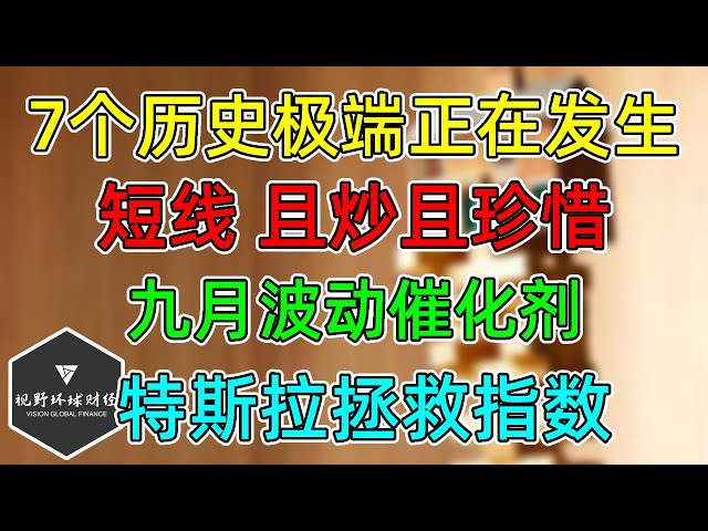 美股 7个历史极端正在发生！9月波动催化剂！特斯拉拯救指数！短线且炒且珍惜！