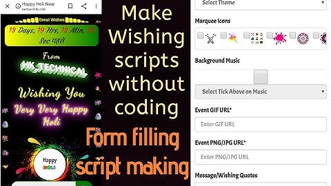 How to make Happy Holi Festival Wishing script making app php website free advanced