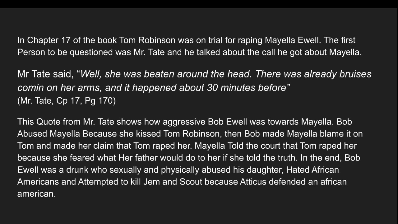 Relationship Between Bob And Mayella Ewell YouTube