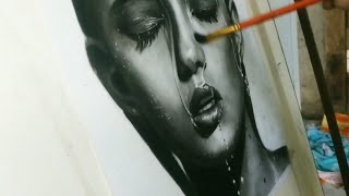 cara menggambar wajah realis dengan pensil arang dan grafit || drawing Carchoal realistic,