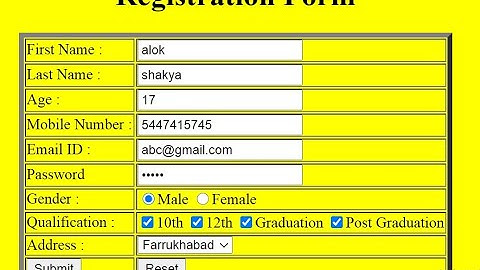 Chapter 4 Registration Form using HTML