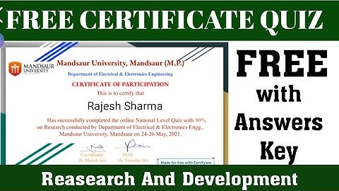 NATIONAL LEVEL QUIZ ON FUNDAMENTAL OF RESEARCH l Free Certificate l Verified Certificate Quiz l
