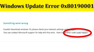 How To Fix Windows 10 Updating Installing Error Code 0x80190001 || Error Code 0x80190001 Windows 10