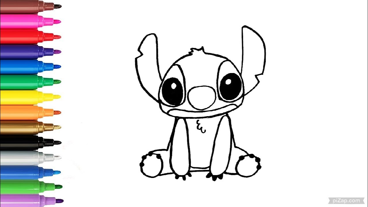 How to Draw Stitch from Lilo and Stitch 😍 Easy Drawing and Coloring for ...