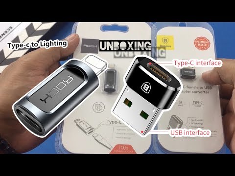 ROCK Type-C to Lightning Adapter  &  Baseus Type-C to USB Adapter - Unboxing Indonesia